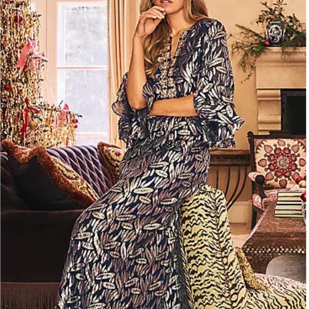 Lilly Pulitzer Bellina Silk Maxi Caftan size 10